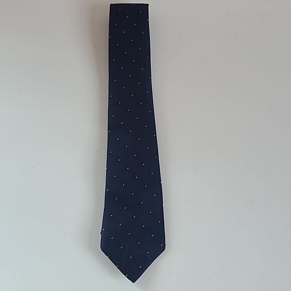 Vintage 1970s Sears Navy Blue & Ted Square Dotted Woven Narrow Neck Tie 3 x 55 - Picture 1 of 8